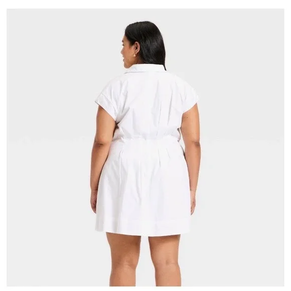 A New Day Mini A-Line Dress Womens 2X 2XL White Button Down Pocket Cottagecore - Picture 7 of 7